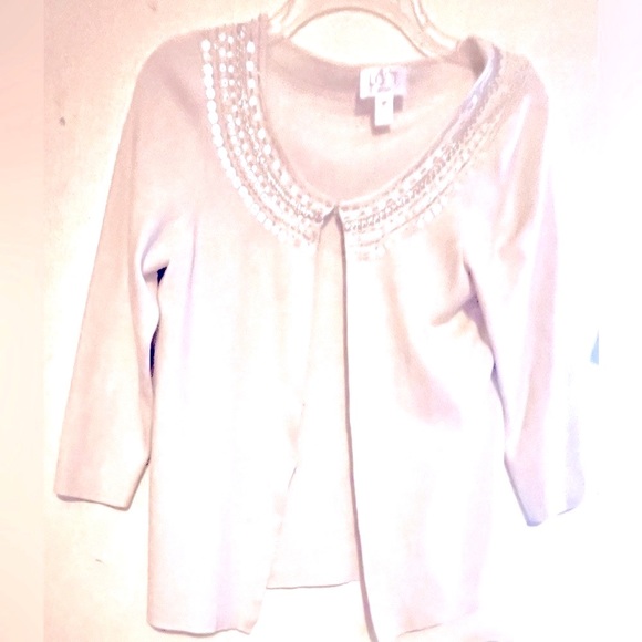 Lovely Loft Off-White Sweater with Sequins on Neckline, Size M - Picture 2 of 3